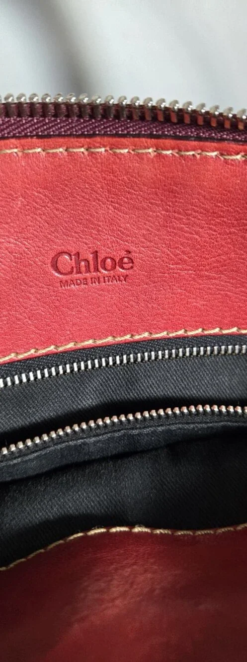 Vintage 2000s Chloé Red Leather Edith Satchel Handbag Y2K Made in Italy